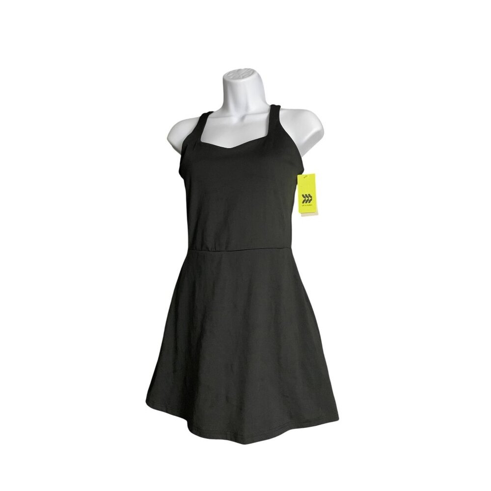 All In Motion Womens Black Activewear Knit Halter Dress Built-In Short Size XS - Picture 3 of 15